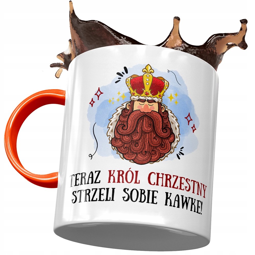 Kubek Pomarańczowy Dla Chrzestnego Na Urodziny z Nadrukiem ze Zdjęciem + Opakowanie na prezent (wzór 02)