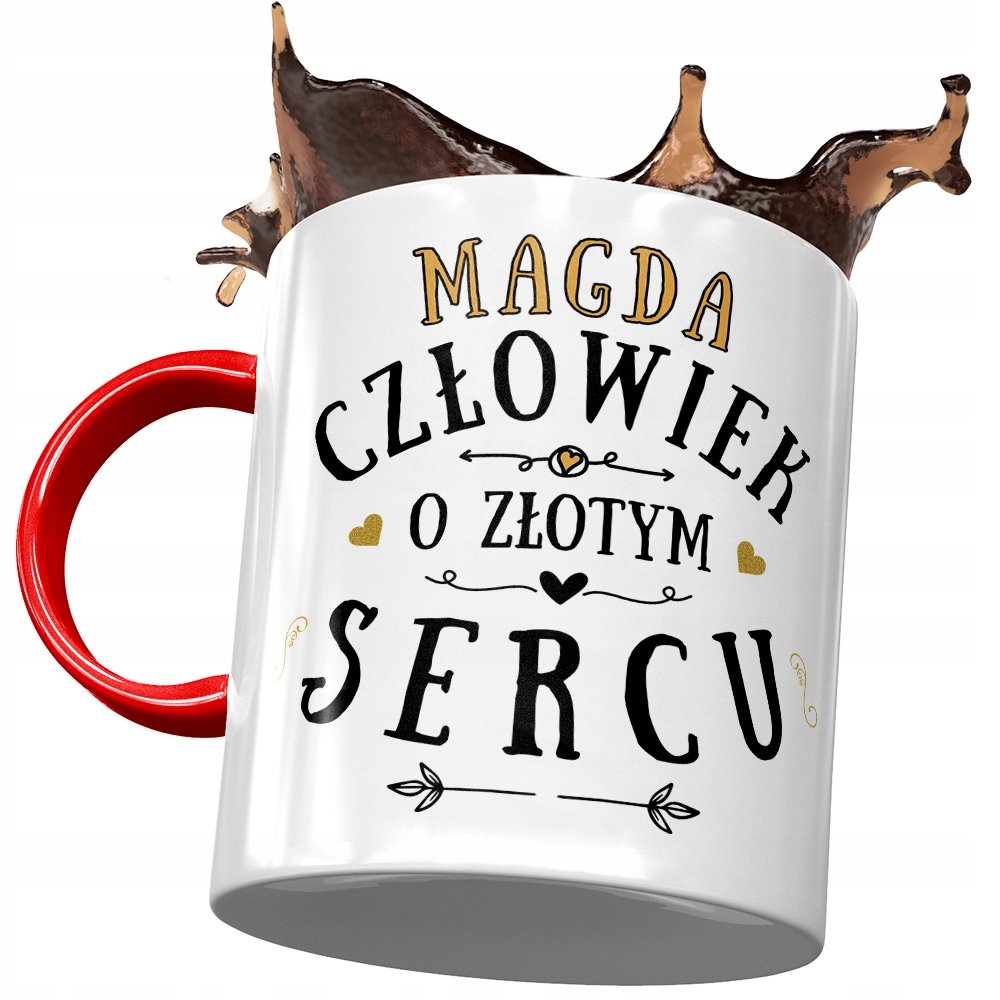 Kubek Czerwony Dla Magdy Magdaleny Na Prezent z Nadrukiem ze Zdjęciem + Opakowanie na prezent (wzór 02)