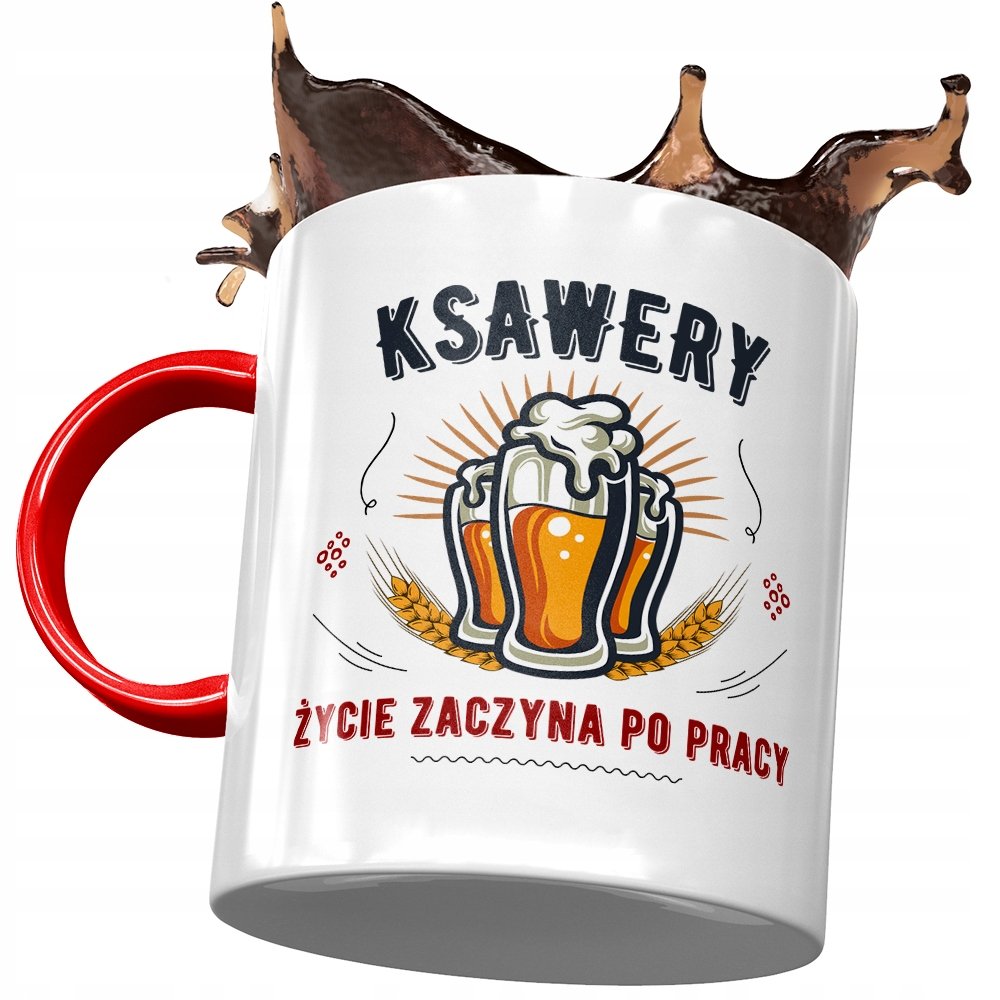 Kubek Czerwony Dla Ksawerego Kolegi Męża Prezent z Nadrukiem ze Zdjęciem+ Opakowanie na prezent (wzór 01)