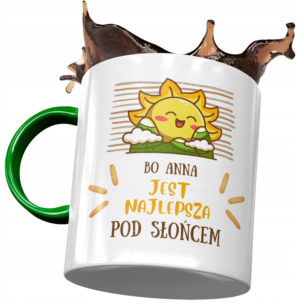 Kubek Zielony Dla Anny Przyjaciółki Prezent z Nadrukiem ze Zdjęciem + Opakowanie na prezent (wzór 02)