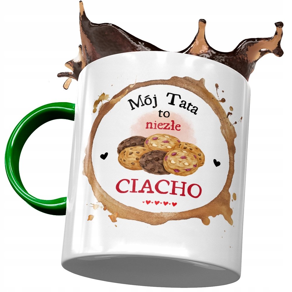 Kubek Zielony Dla Taty Ojca na Dzień Taty Prezent z Nadrukiem ze Zdjęciem + Opakowanie na prezent (wzór 02)