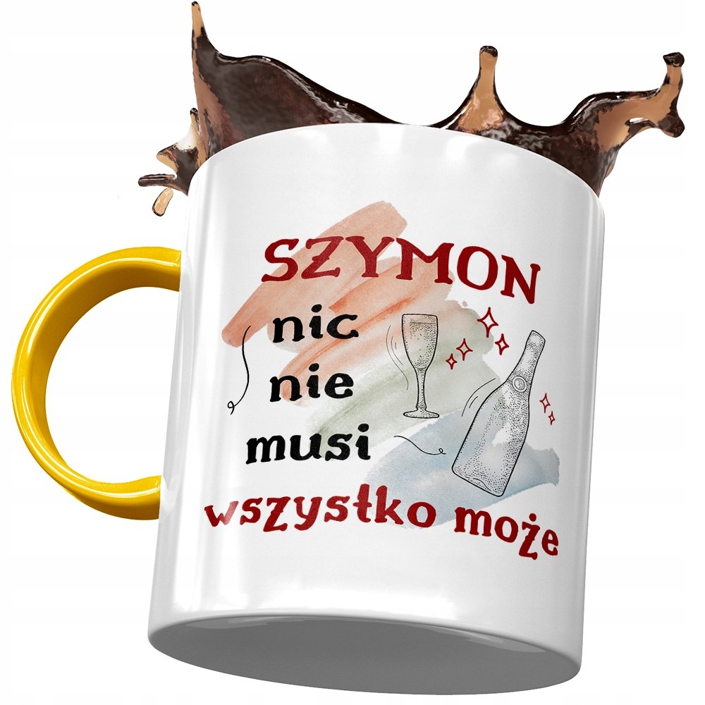 Kubek Żółty Dla Szymona Szymka Kolegi na Prezent z Nadrukiem ze Zdjęciem + Opakowanie na prezent (wzór 02)