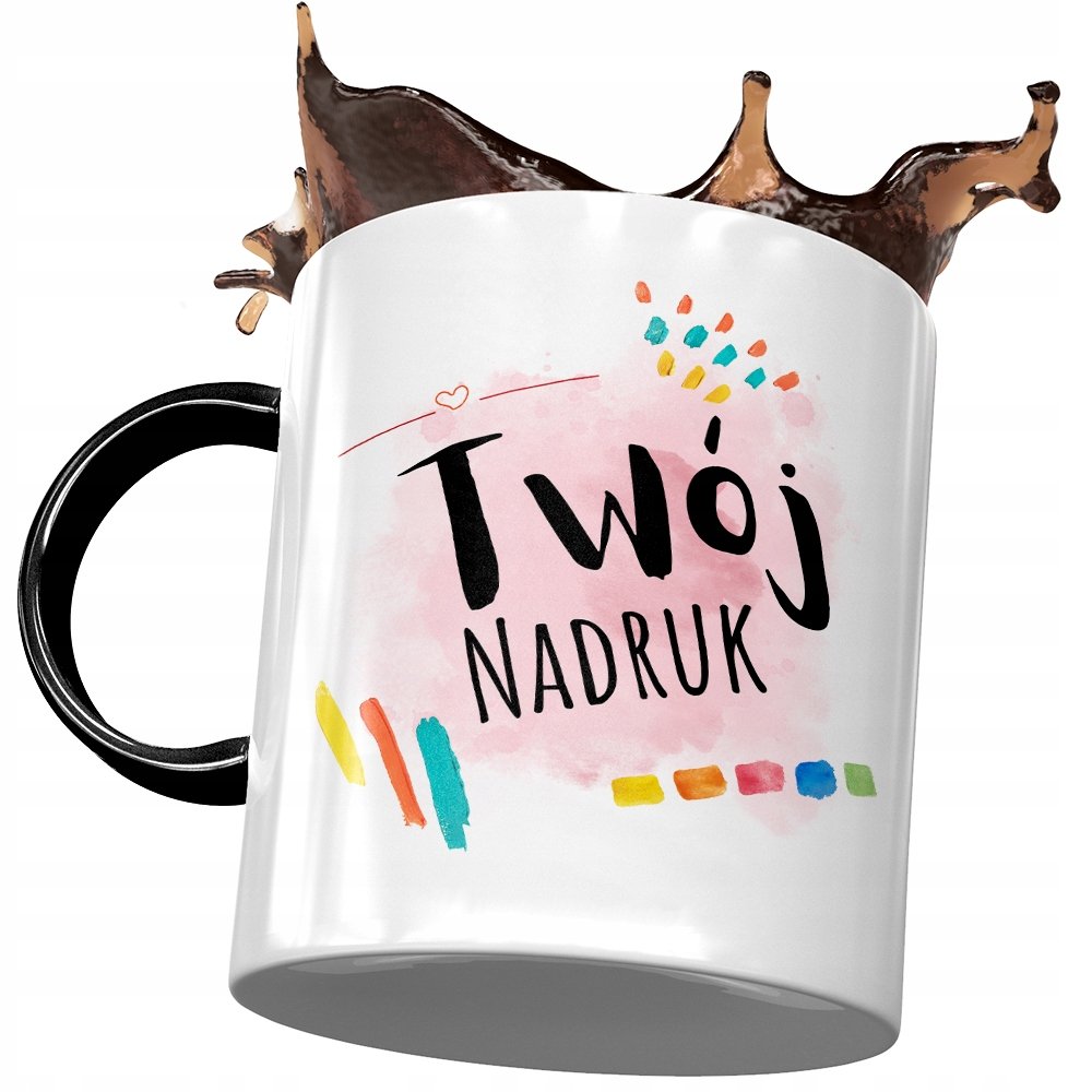 Foto Kubek Czarny z Twoim Własnym Nadrukiem Logo z Nadrukiem ze Zdjęciem + Opakowanie na prezent (wzór 02)