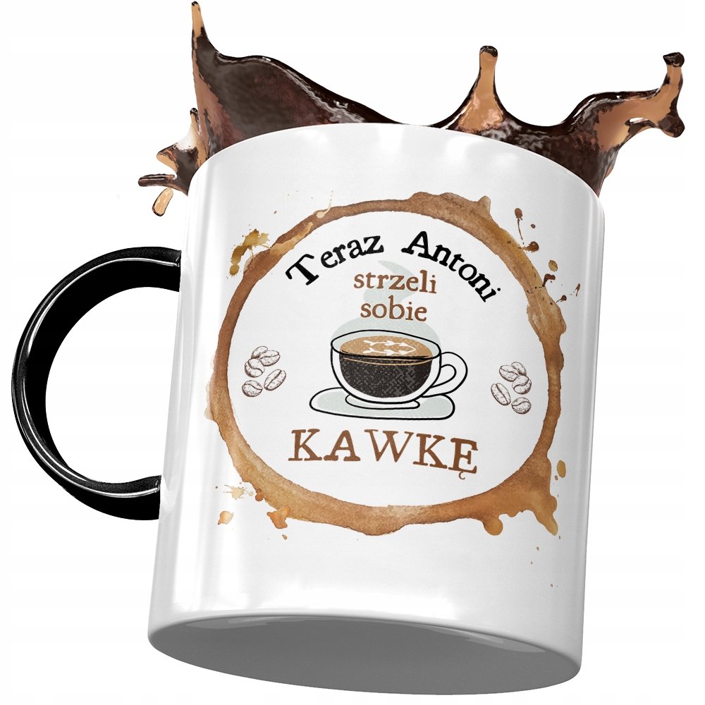 Kubek Czarny dla Antoniego Antka Kolegi Prezent z Nadrukiem ze Zdjęciem + Opakowanie na prezent (wzór 04)