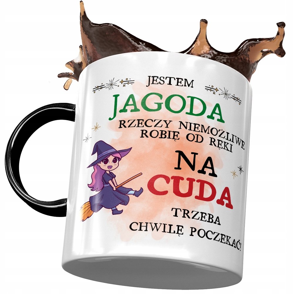 Kubek Czarny Dla Jagody Żony Przyjaciółki Prezent z Nadrukiem ze Zdjęciem + Opakowanie na prezent (wzór 03)