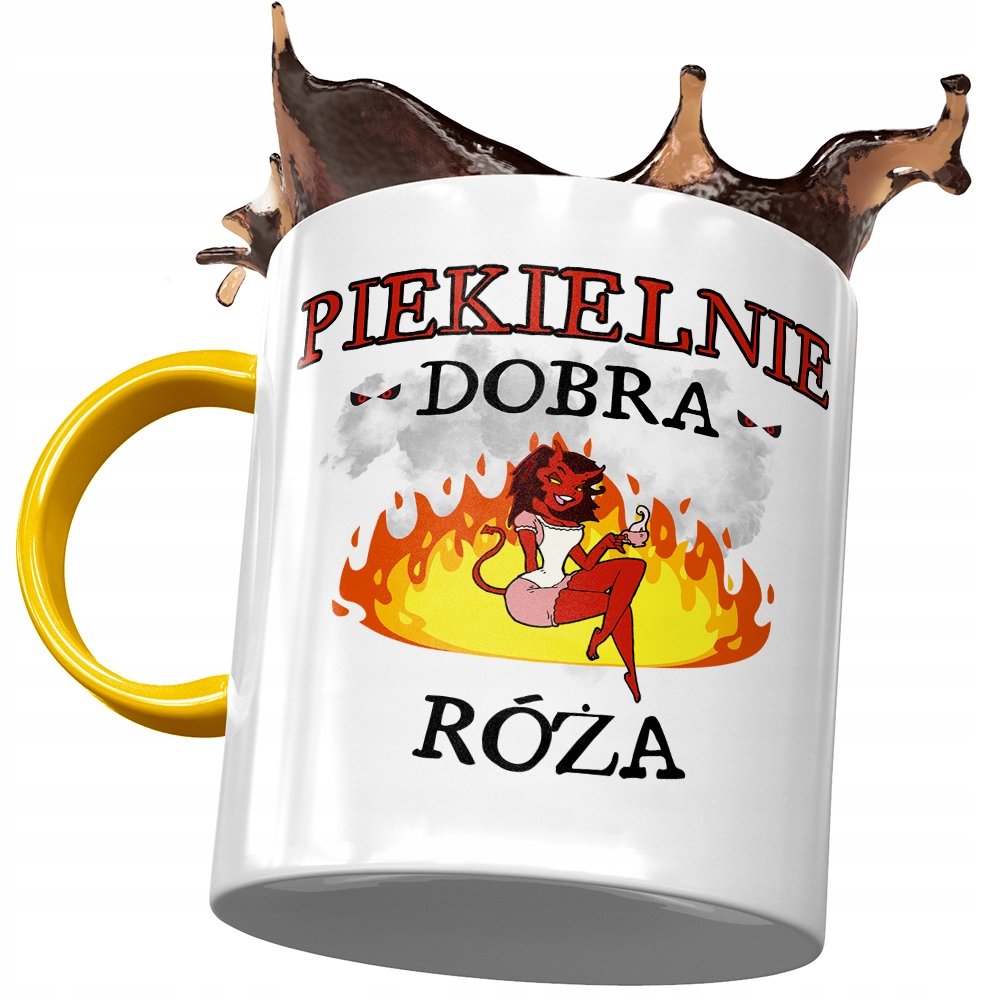 Kubek Żółty Dla Róży Żony Przyjaciółki na Prezent z Nadrukiem ze Zdjęciem + Opakowanie na prezent (wzór 03)