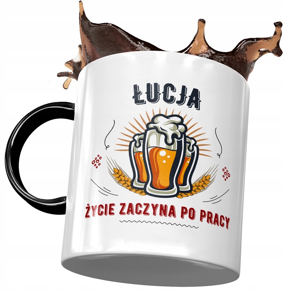 Kubek Czarny Dla Łucji Przyjaciółki Na Prezent z Nadrukiem ze Zdjęciem+ Opakowanie na prezent (wzór 01)