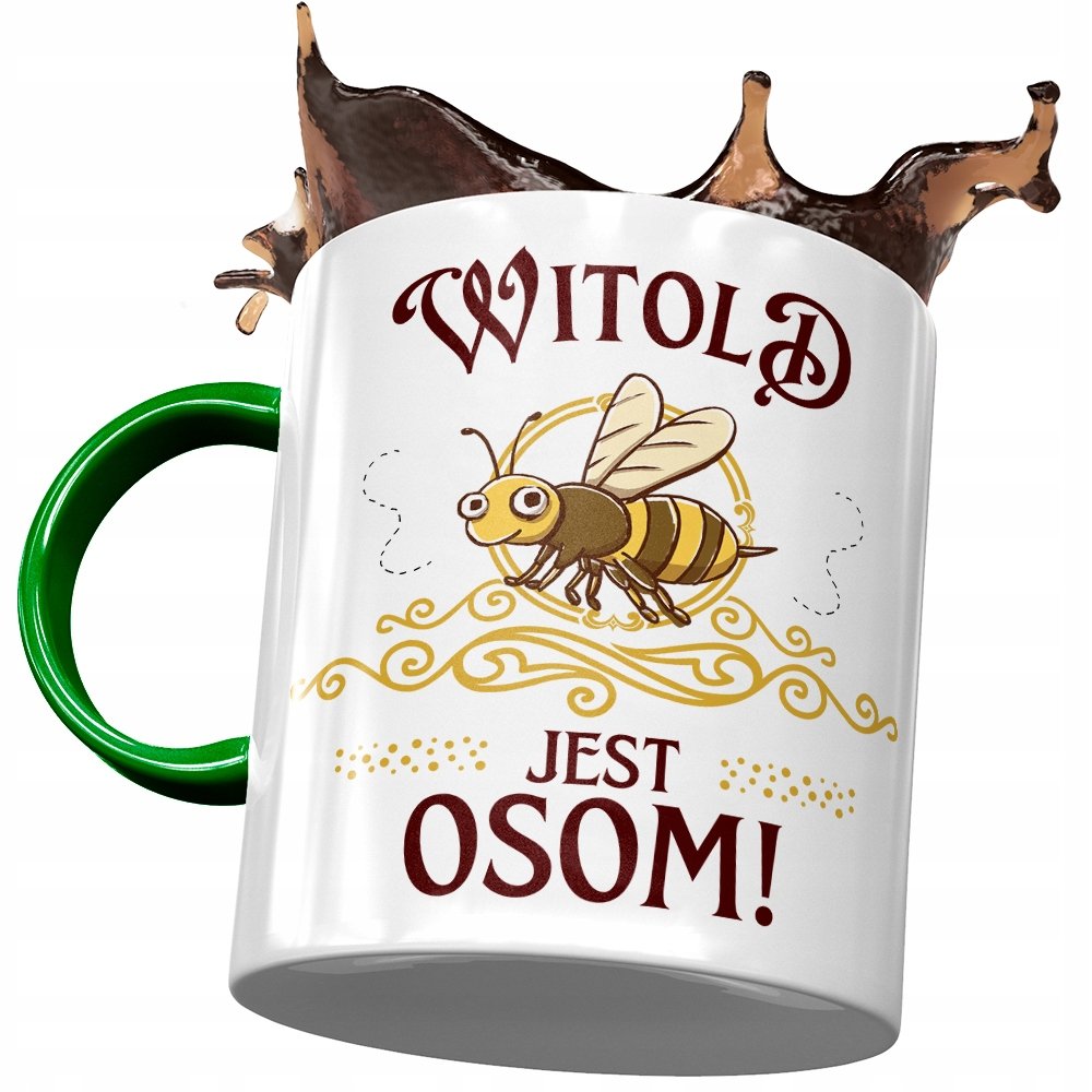 Kubek Zielony Dla Witolda Kolegi Męża na Prezent z Nadrukiem ze Zdjęciem + Opakowanie na prezent (wzór 03)