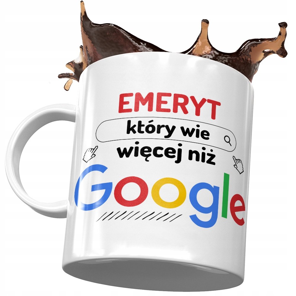 Kubek Dla Emeryta Emeryt Który Wie Więcej z Nadrukiem ze Zdjęciem + Opakowanie na prezent (wzór 04)