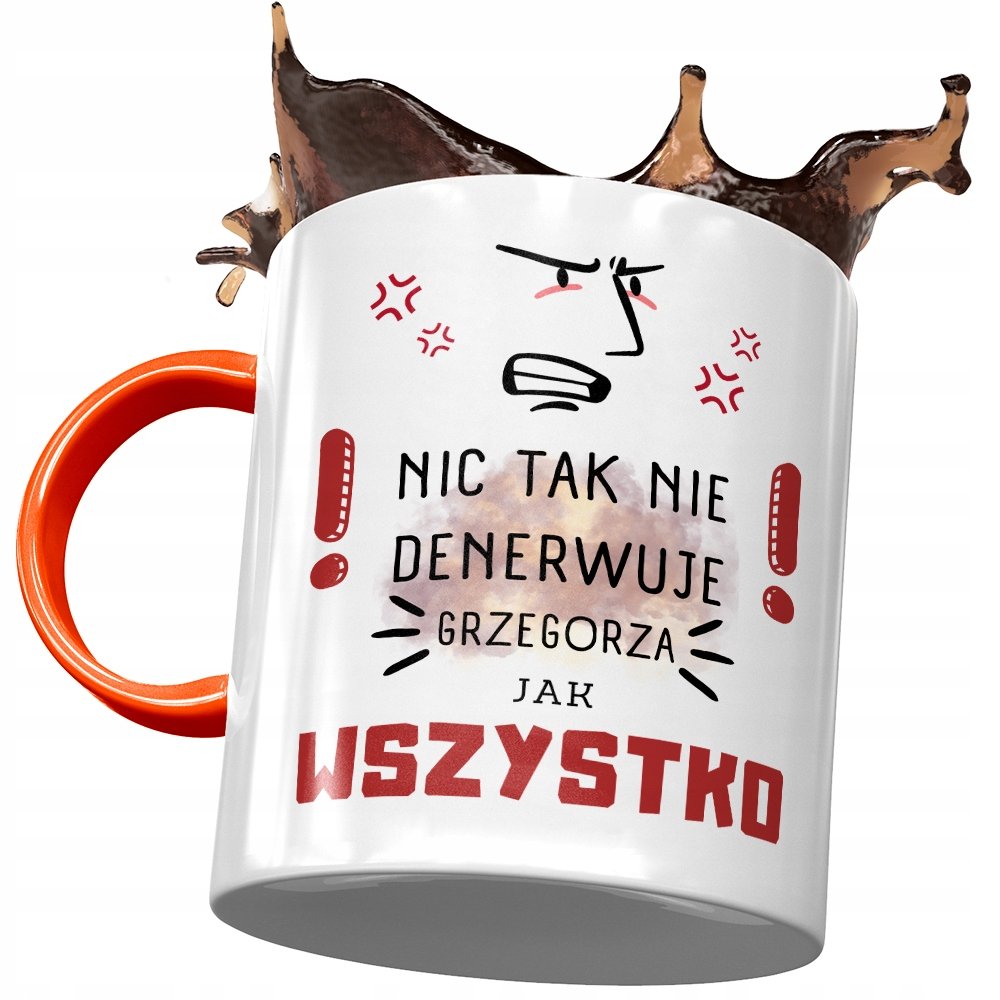 Kubek Pomarańczowy Dla Grzegorza Grześka Prezent z Nadrukiem ze Zdjęciem + Opakowanie na prezent (wzór 03)