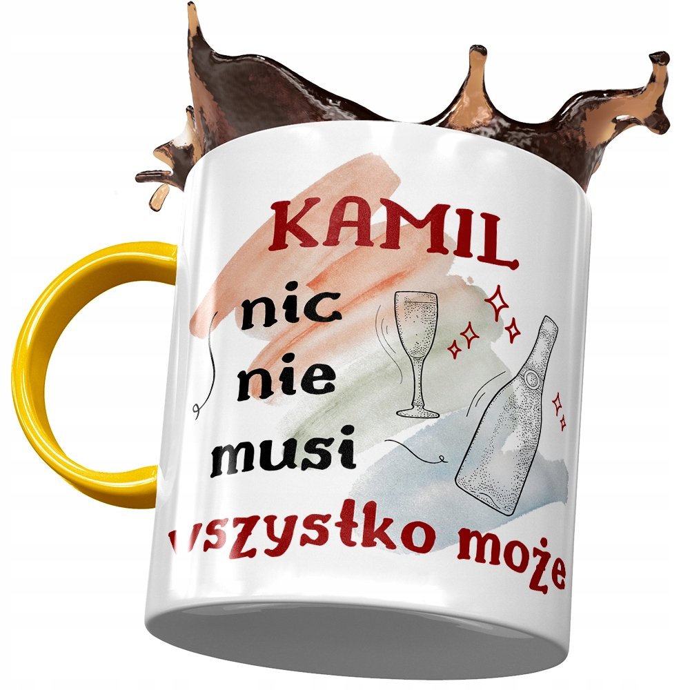 Kubek Żółty Dla Kamila Kolegi Męża na Prezent z Nadrukiem ze Zdjęciem + Opakowanie na prezent (wzór 03)