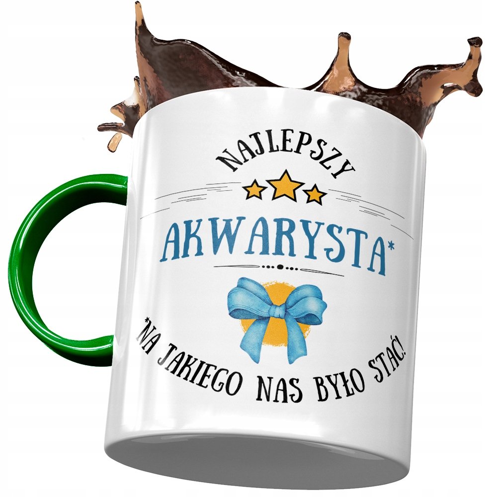 Kubek Zielony Akwarysty Najlepszy Akwarysta z Nadrukiem ze Zdjęciem + Opakowanie na prezent (wzór 04)