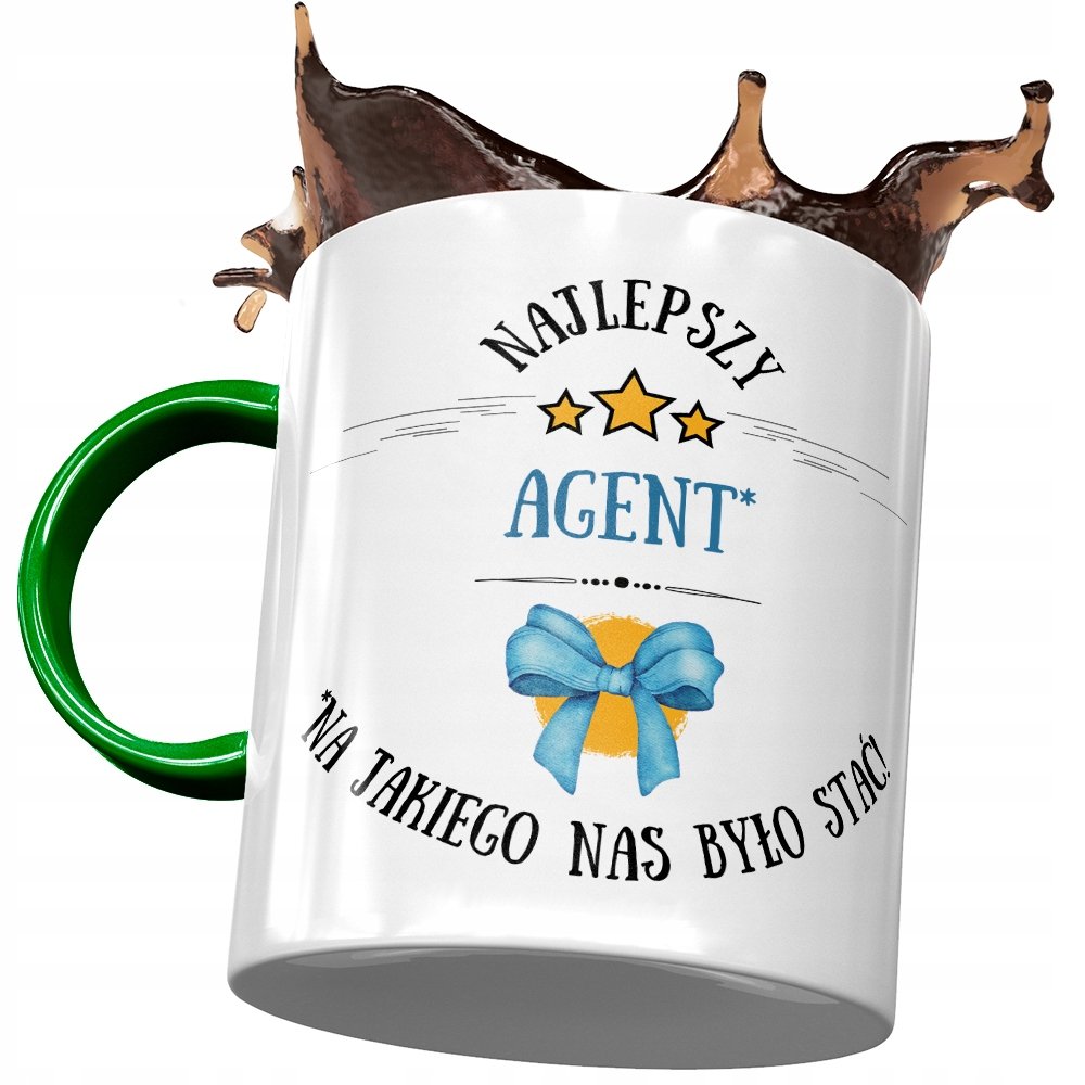 Kubek Zielony Dla Agenta Najlepszy Agent Prezent z Nadrukiem ze Zdjęciem + Opakowanie na prezent (wzór 03)