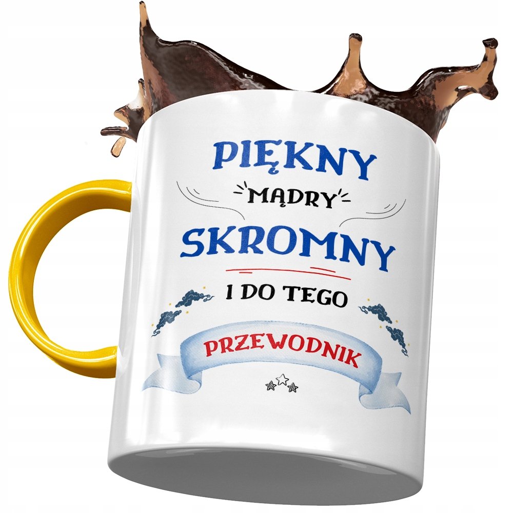 Kubek Żółty Dla Przewodnika Piękny Mądry Skromny z Nadrukiem ze Zdjęciem + Opakowanie na prezent (wzór 03)