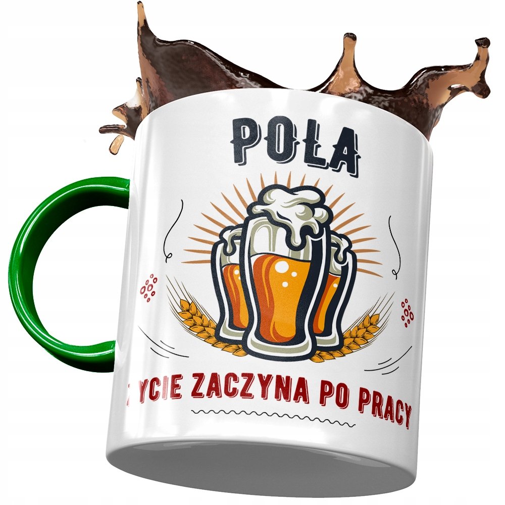 Kubek Zielony Dla Poli Koleżanki Przyjaciółki Żony z Nadrukiem ze Zdjęciem + Opakowanie na prezent (wzór 02)