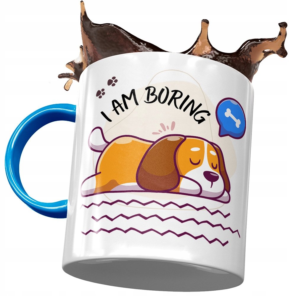 Kubek Błękitny z Pieskiem Psem Słodki na Prezent z Nadrukiem ze Zdjęciem + Opakowanie na prezent (wzór 04)