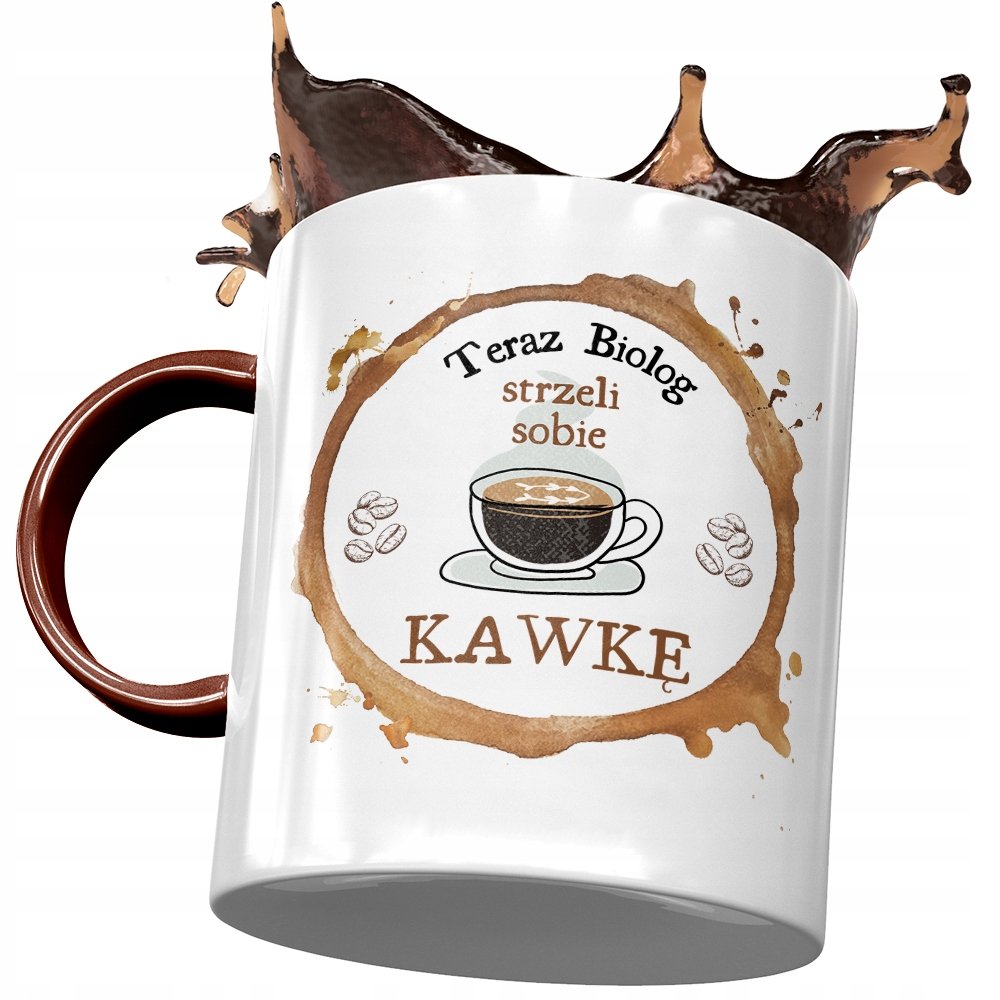 Kubek Bordowy Dla Biologa Strzeli Sobie Kawkę z Nadrukiem ze Zdjęciem + Opakowanie na prezent (wzór 04)