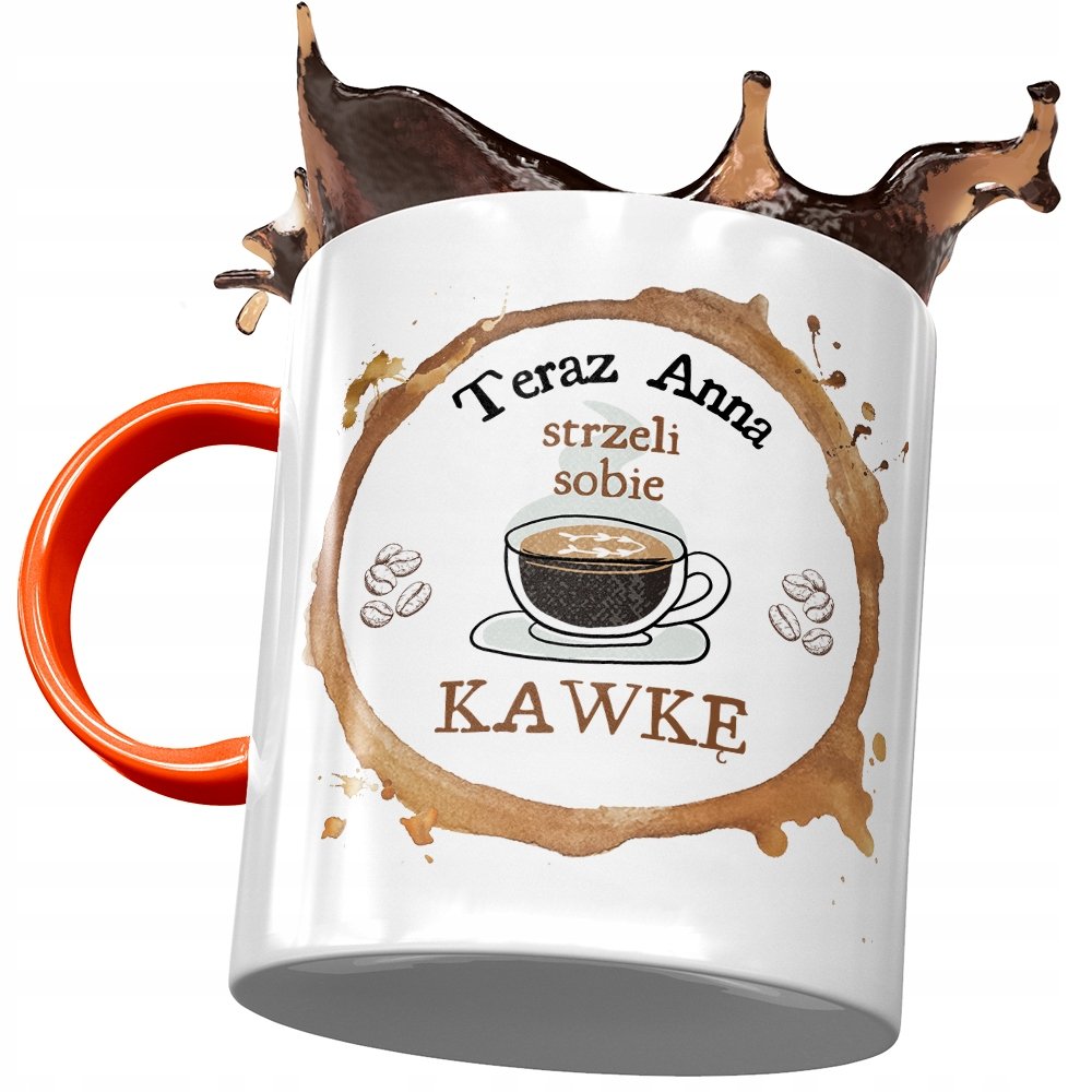 Kubek Pomarańczowy Dla Anny Przyjaciółki Prezent z Nadrukiem ze Zdjęciem + Opakowanie na prezent (wzór 03)