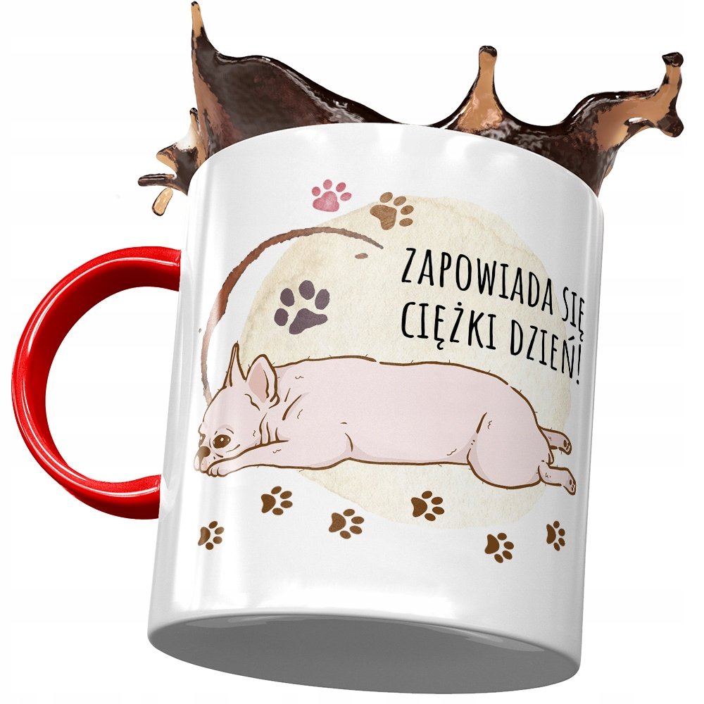 Kubek Czerwony z Pieskiem Psem Słodki na Prezent z Nadrukiem ze Zdjęciem + Opakowanie na prezent (wzór 04)