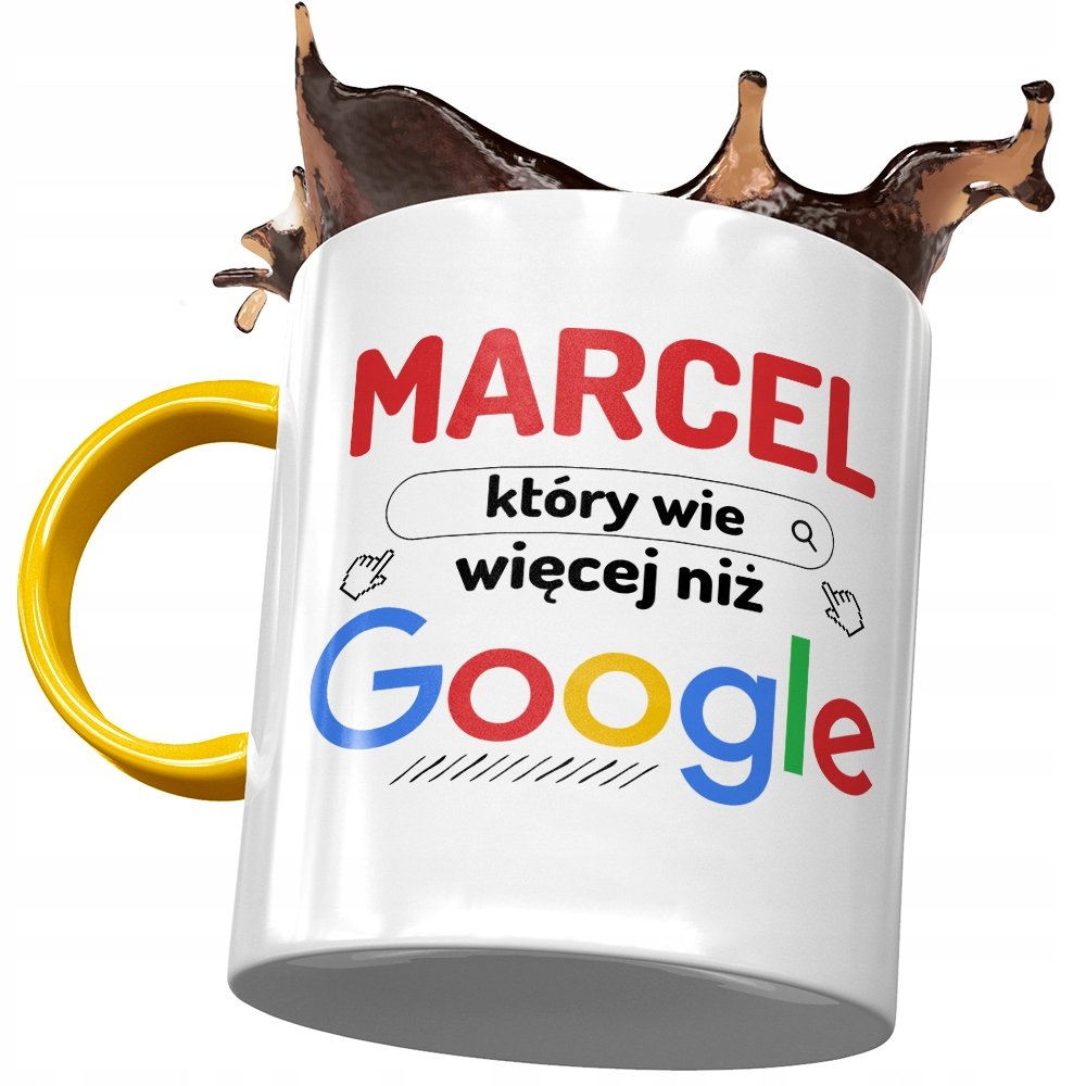Kubek Żółty dla Marcela Przyjaciela Kolegi Prezent z Nadrukiem ze Zdjęciem + Opakowanie na prezent (wzór 02)