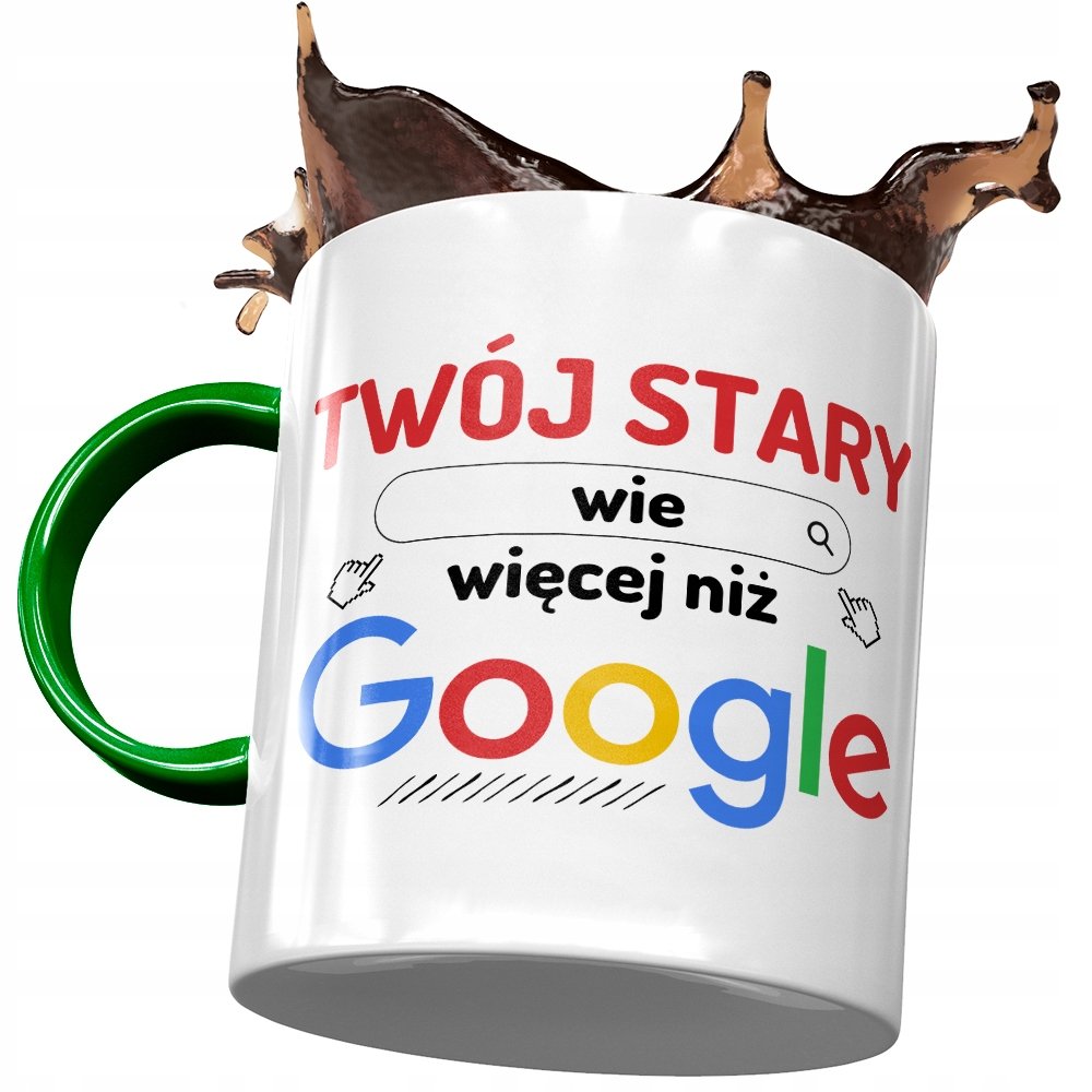 Kubek Zielony Twojego Starego Który Wie Więcej z Nadrukiem ze Zdjęciem + Opakowanie na prezent (wzór 02)