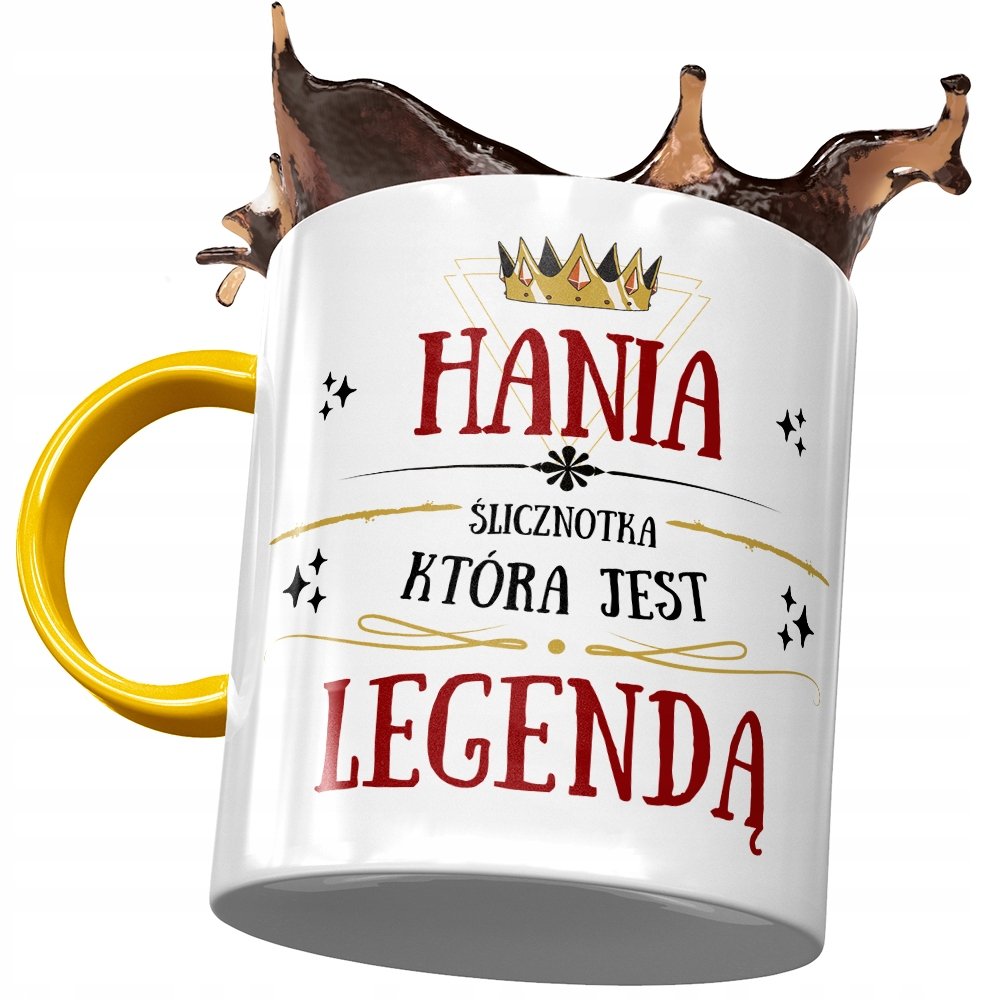 Kubek Żółty dla Hani Hanny Koleżanki z Nadrukiem ze Zdjęciem + Opakowanie na prezent (wzór 02)