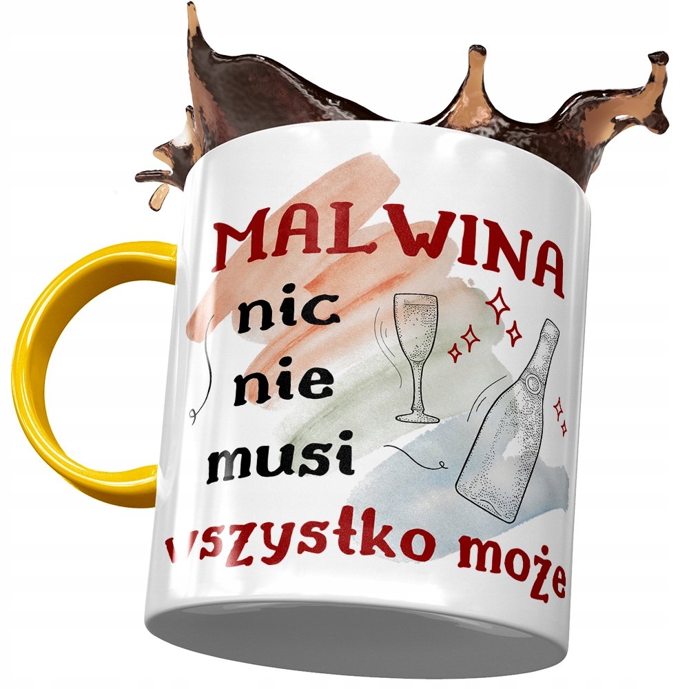 Kubek Żółty Dla Malwiny Koleżanki Żony Prezent z Nadrukiem ze Zdjęciem + Opakowanie na prezent (wzór 02)