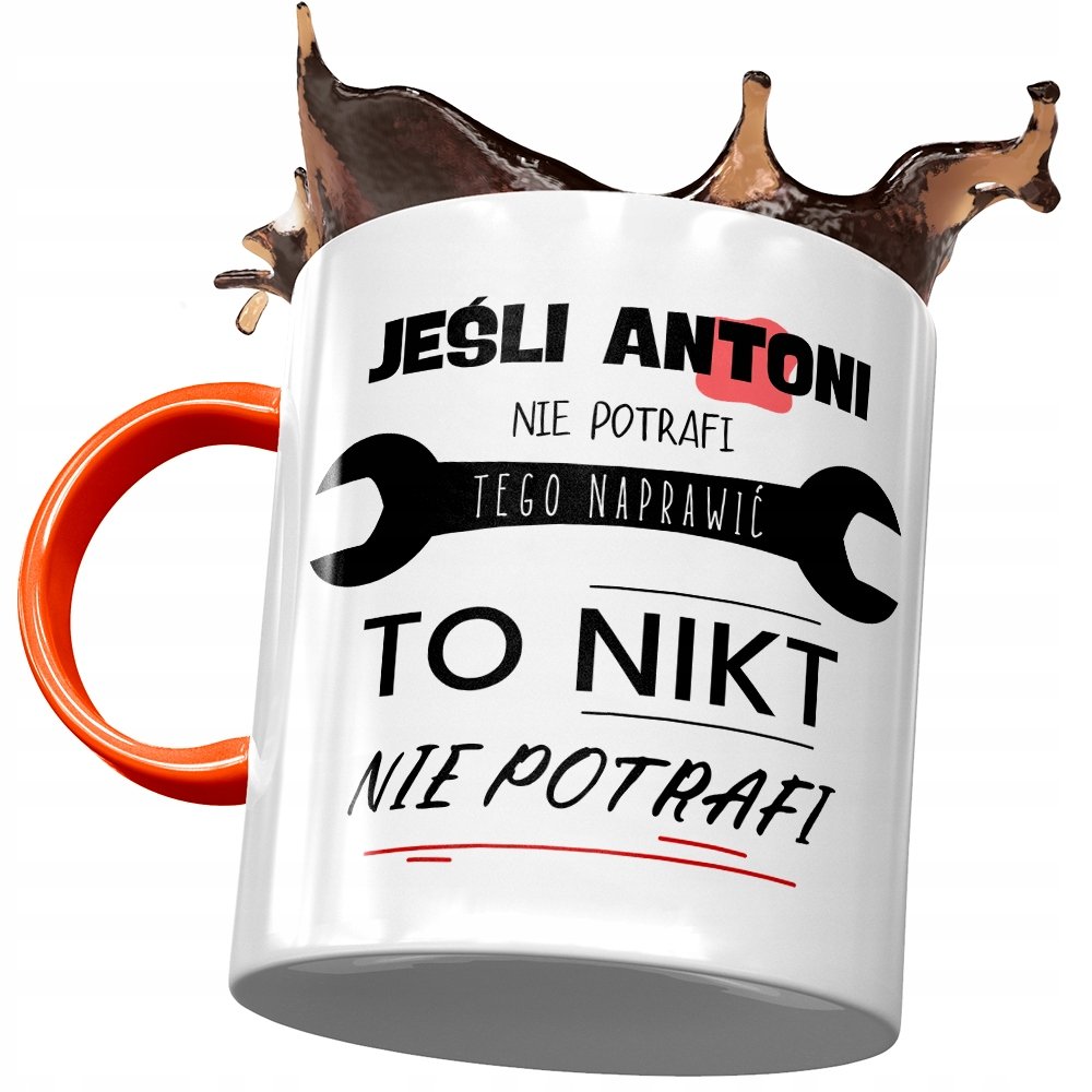 Kubek Pomarańczowy dla Antoniego Antka Kolegi z Nadrukiem ze Zdjęciem+ Opakowanie na prezent (wzór 01)