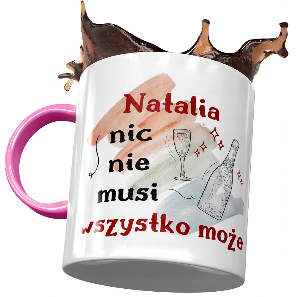 Kubek Różowy Dla Natalii Żony Przyjaciółki Prezent z Nadrukiem ze Zdjęciem + Opakowanie na prezent (wzór 02)