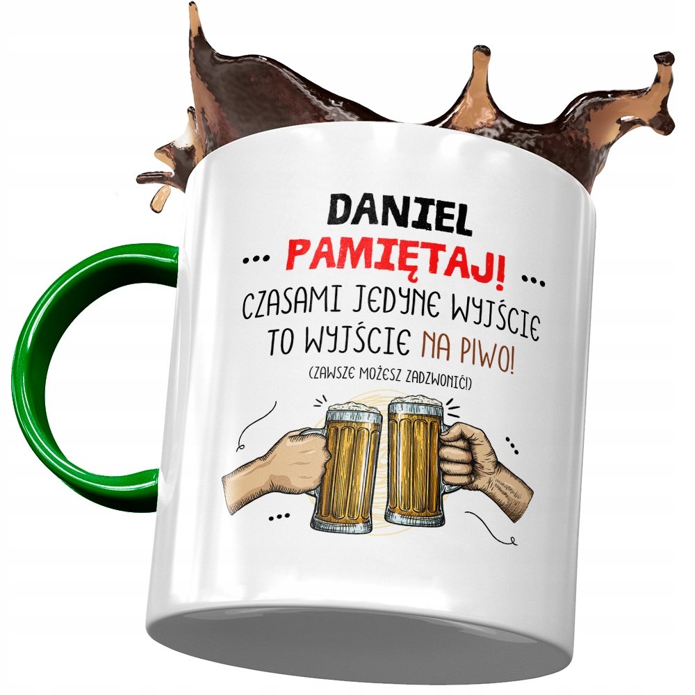 Kubek Zielony Dla Daniela Kolegi na Prezent z Nadrukiem ze Zdjęciem+ Opakowanie na prezent (wzór 01)