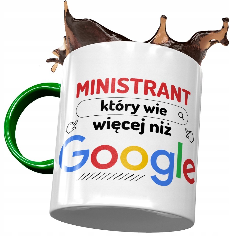 Kubek Zielony Dla Ministranta Wie Więcej Niż z Nadrukiem ze Zdjęciem+ Opakowanie na prezent (wzór 01)