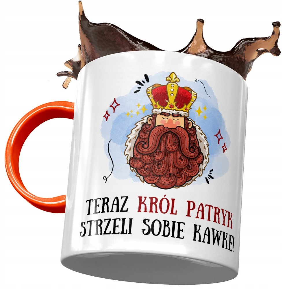 Kubek Pomarańczowy dla Patryka Męża Kolegi Prezent z Nadrukiem ze Zdjęciem + Opakowanie na prezent (wzór 02)