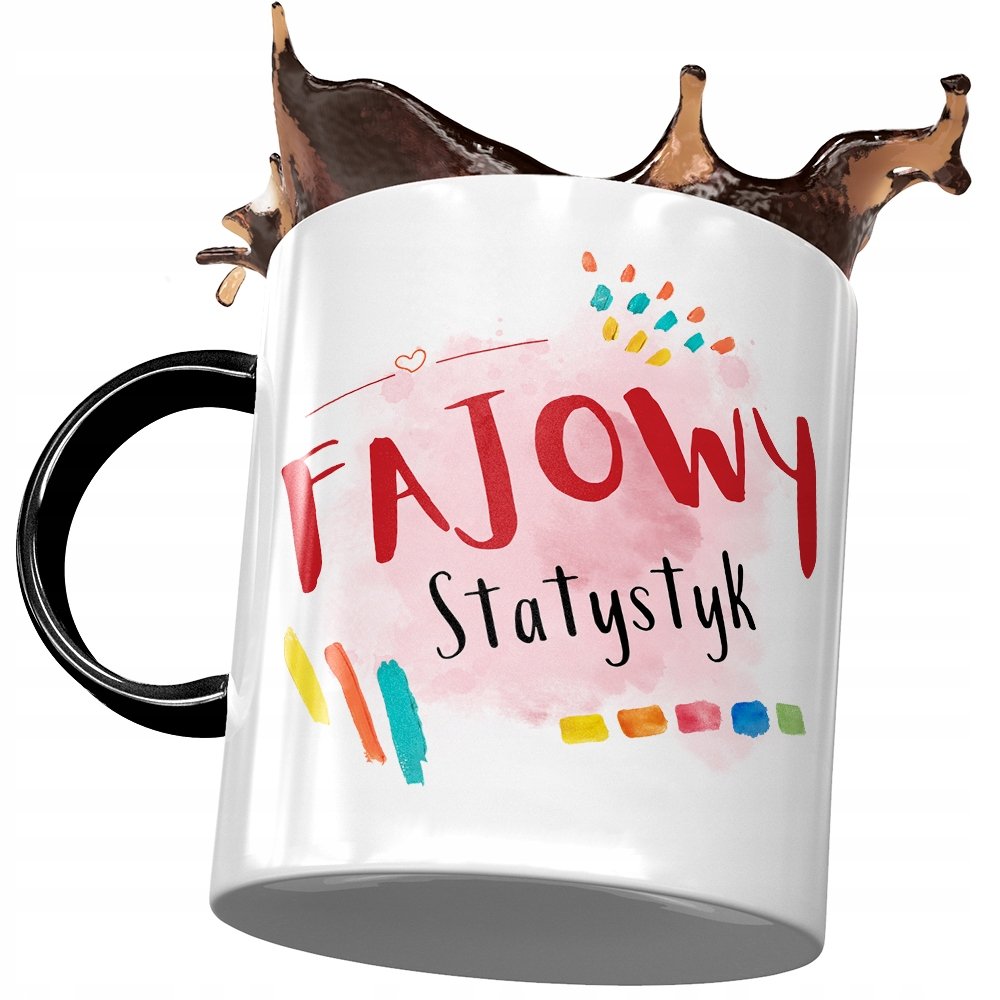 Kubek Czarny Dla Statystyka Fajowy Statystyk z Nadrukiem ze Zdjęciem+ Opakowanie na prezent (wzór 01)