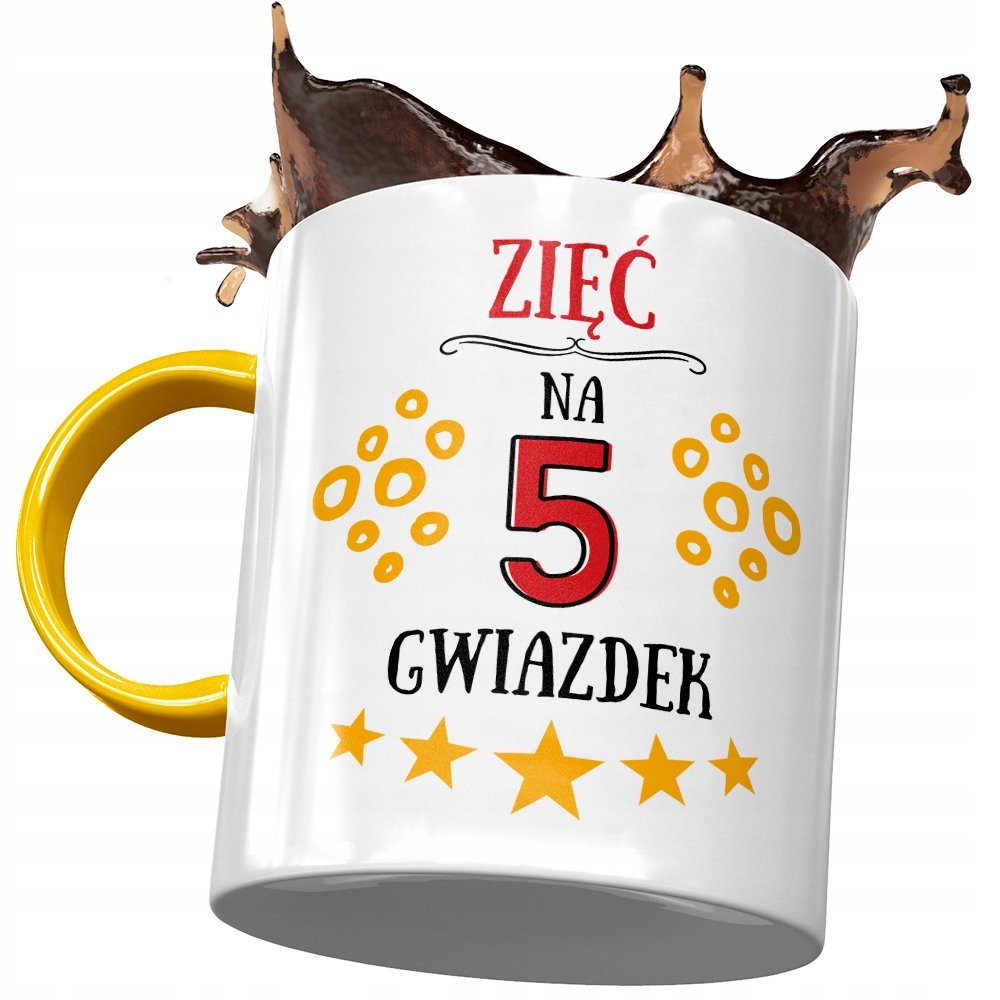 Kubek Żółty Dla Zięcia na Urodziny na Prezent z Nadrukiem ze Zdjęciem + Opakowanie na prezent (wzór 03)