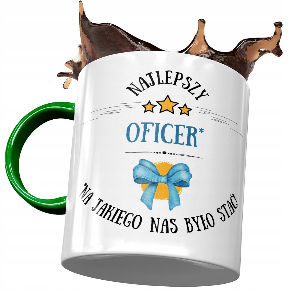 Kubek Zielony Dla Oficera Najlepszy Oficer Prezent z Nadrukiem ze Zdjęciem + Opakowanie na prezent (wzór 04)