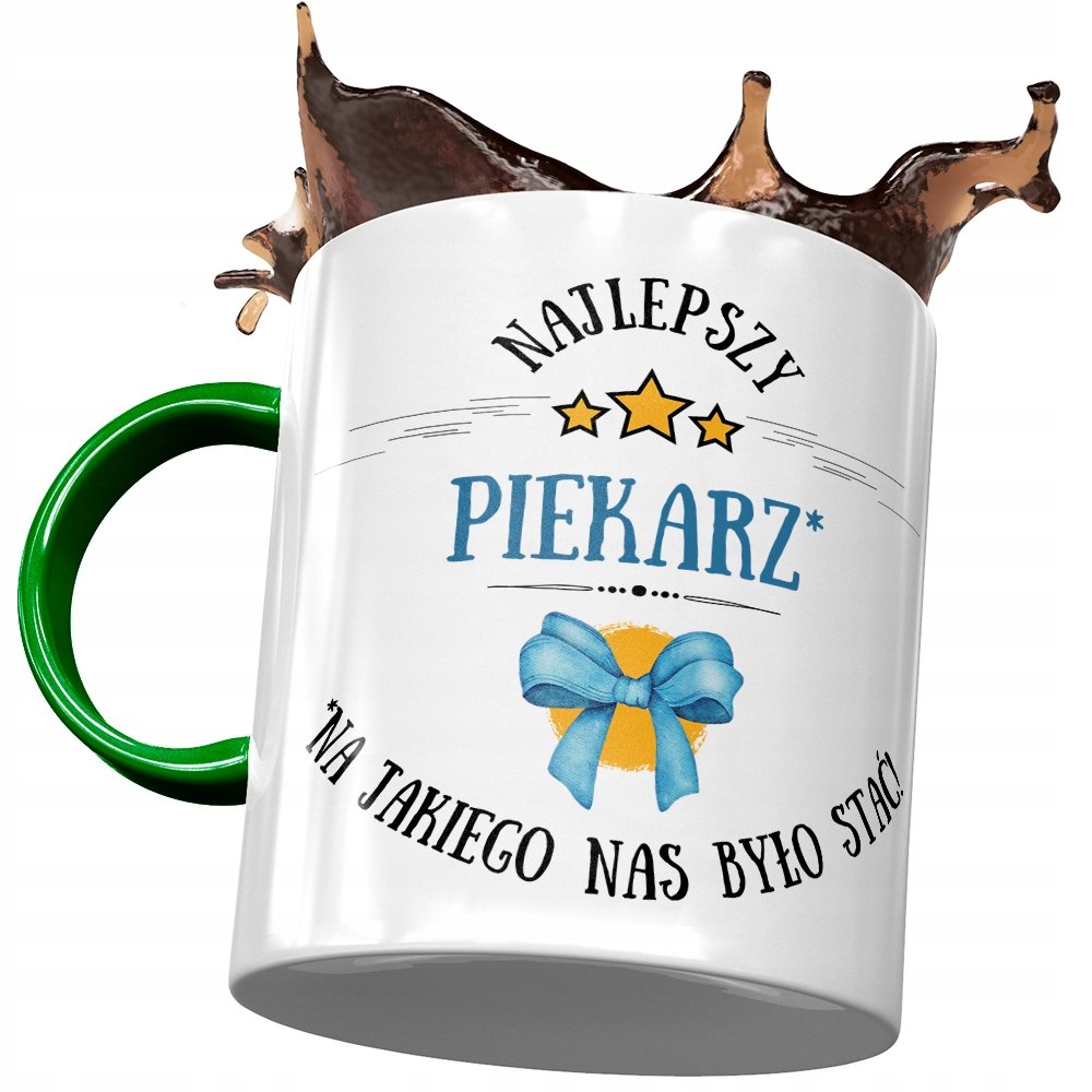 Kubek Zielony Dla Piekarza Najlepszy Piekarz z Nadrukiem ze Zdjęciem + Opakowanie na prezent (wzór 04)