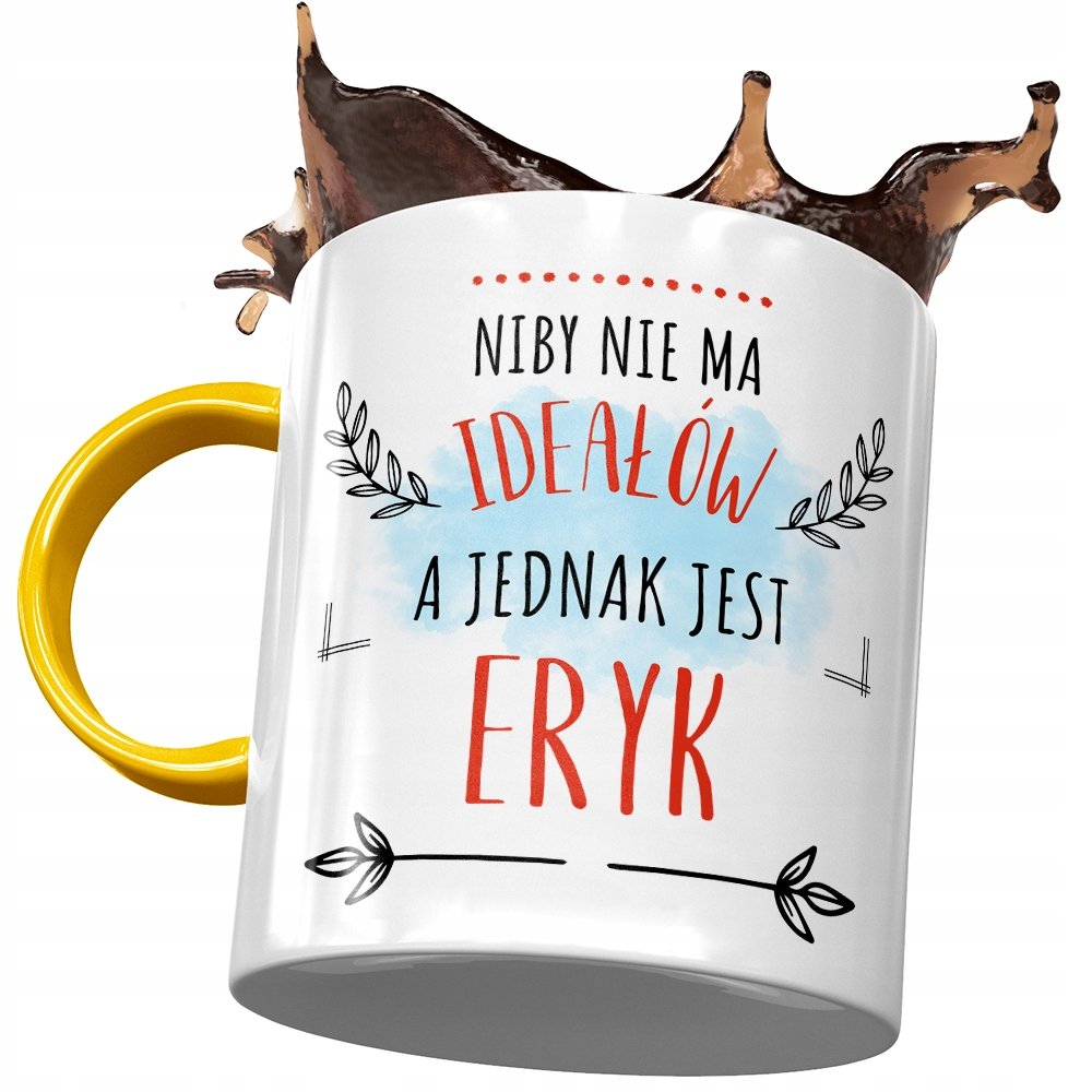 Kubek Żółty dla Eryka Kolegi Męża na Prezent z Nadrukiem ze Zdjęciem + Opakowanie na prezent (wzór 03)