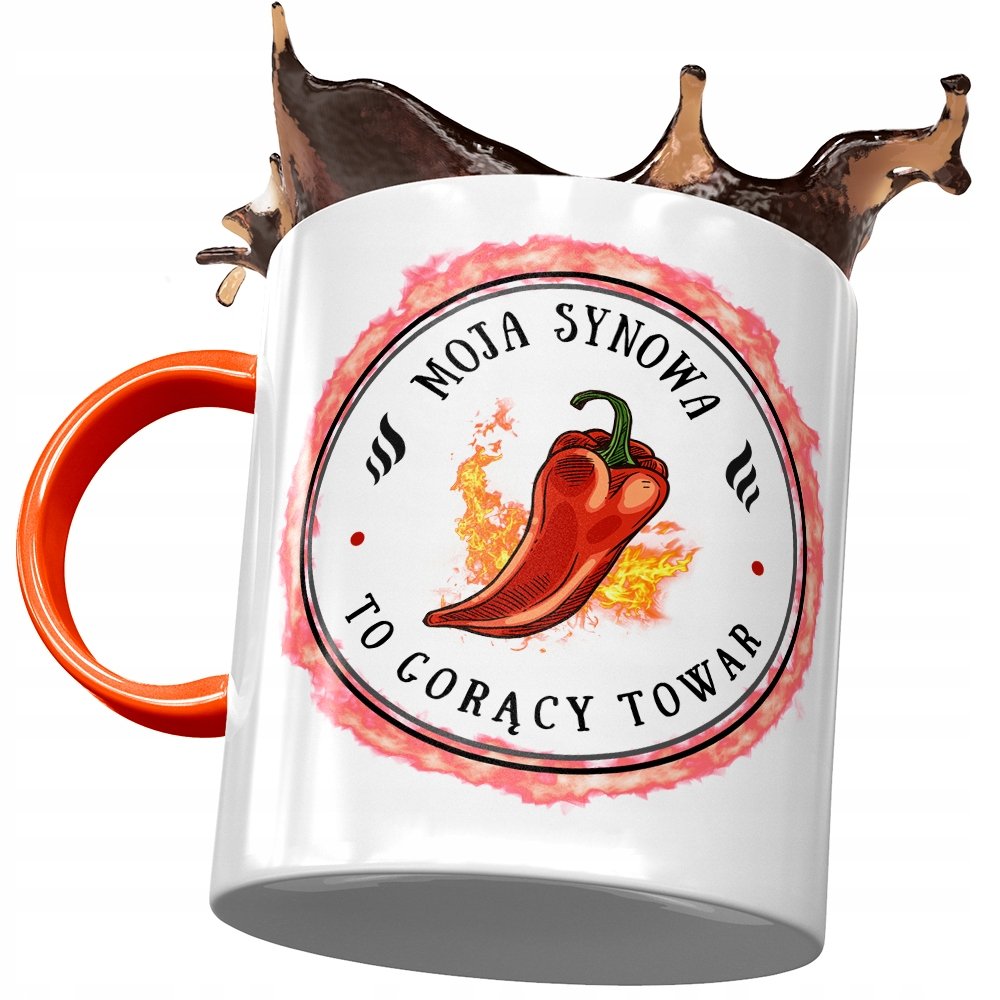 Kubek Pomarańczowy Dla Synowej Żony Syna Prezent z Nadrukiem ze Zdjęciem + Opakowanie na prezent (wzór 03)