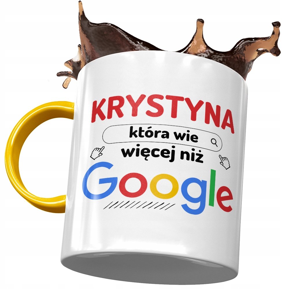 Kubek Żółty Dla Krystyny Żony Koleżanki Prezent z Nadrukiem ze Zdjęciem+ Opakowanie na prezent (wzór 01)