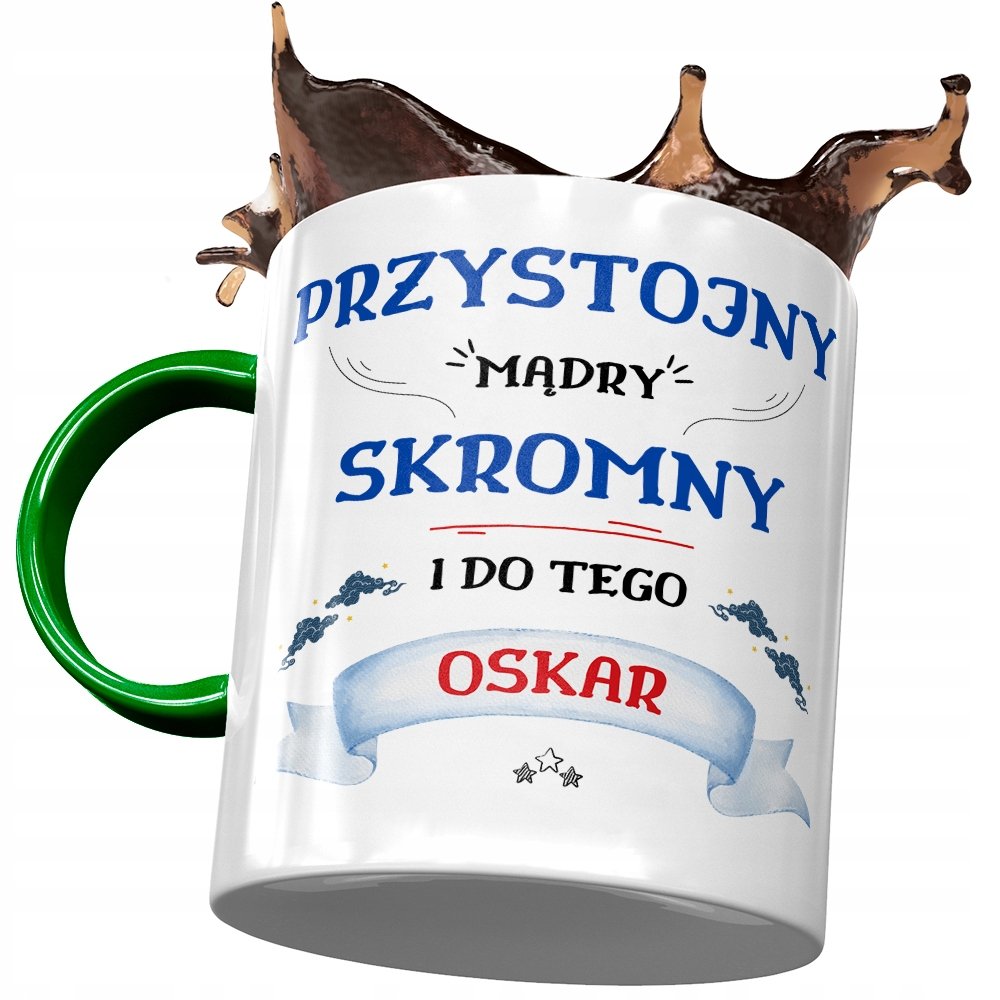 Kubek Zielony Dla Oskara Kolegi Męża na Prezent z Nadrukiem ze Zdjęciem + Opakowanie na prezent (wzór 02)