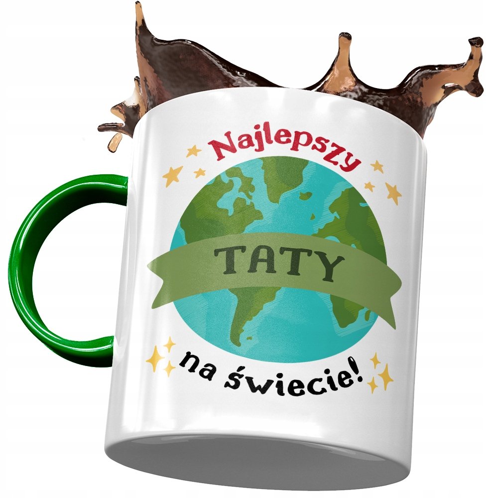 Kubek Zielony Dla Taty Ojca na Dzień Taty Prezent z Nadrukiem ze Zdjęciem + Opakowanie na prezent (wzór 03)