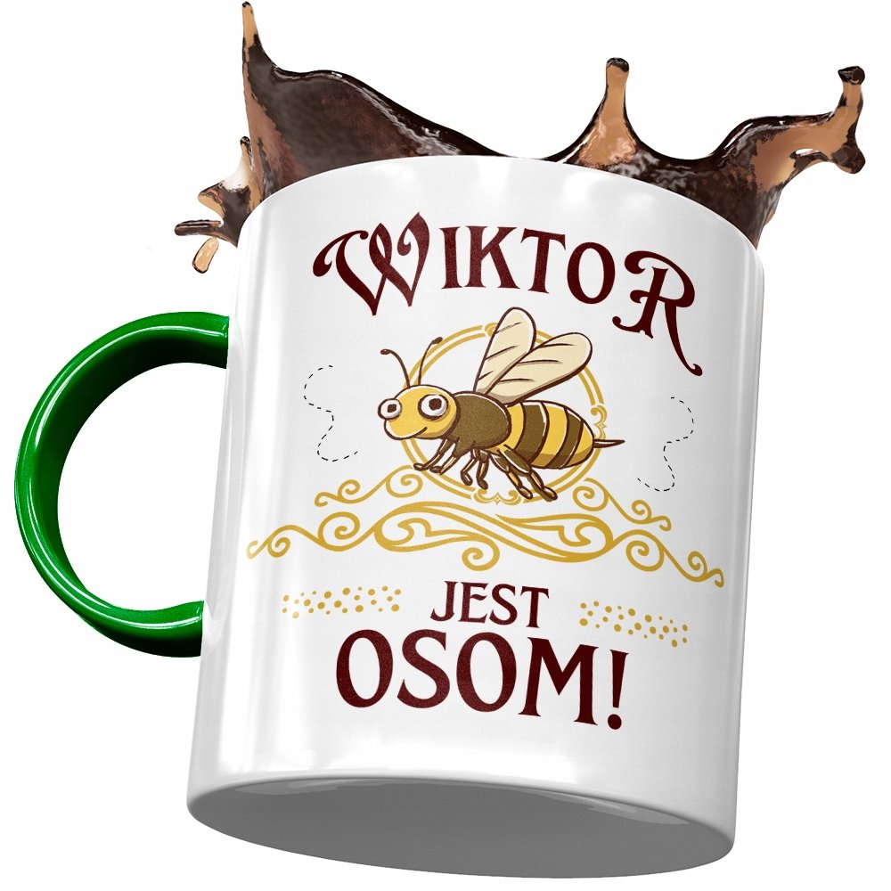 Kubek Zielony Dla Wiktora Kolegi Męża na Prezent z Nadrukiem ze Zdjęciem + Opakowanie na prezent (wzór 04)