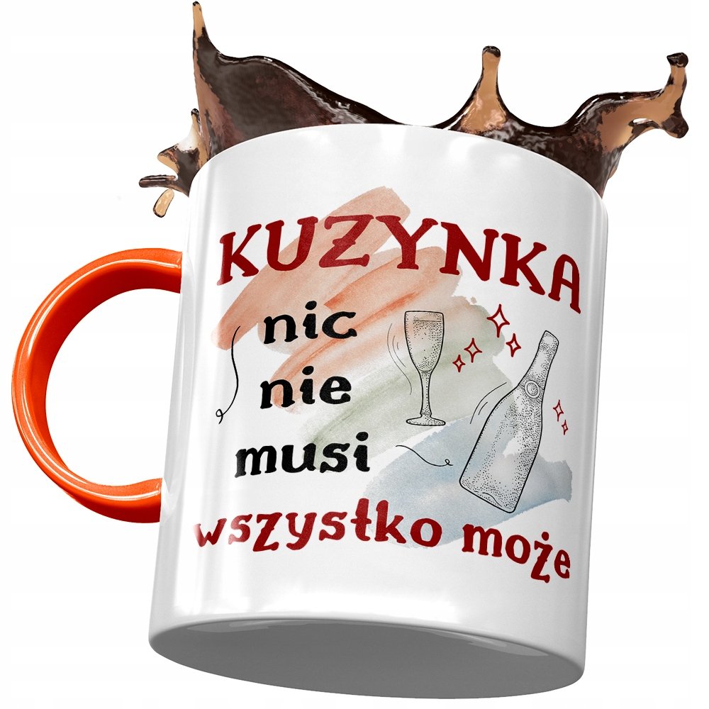 Kubek Pomarańczowy Dla Kuzynki na Urodziny Prezent z Nadrukiem ze Zdjęciem + Opakowanie na prezent (wzór 02)