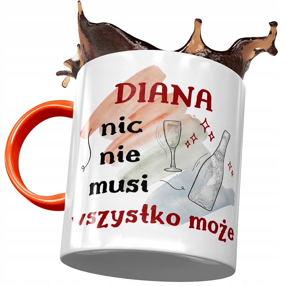 Kubek Pomarańczowy Dla Diany Koleżanki na Prezent z Nadrukiem ze Zdjęciem + Opakowanie na prezent (wzór 03)