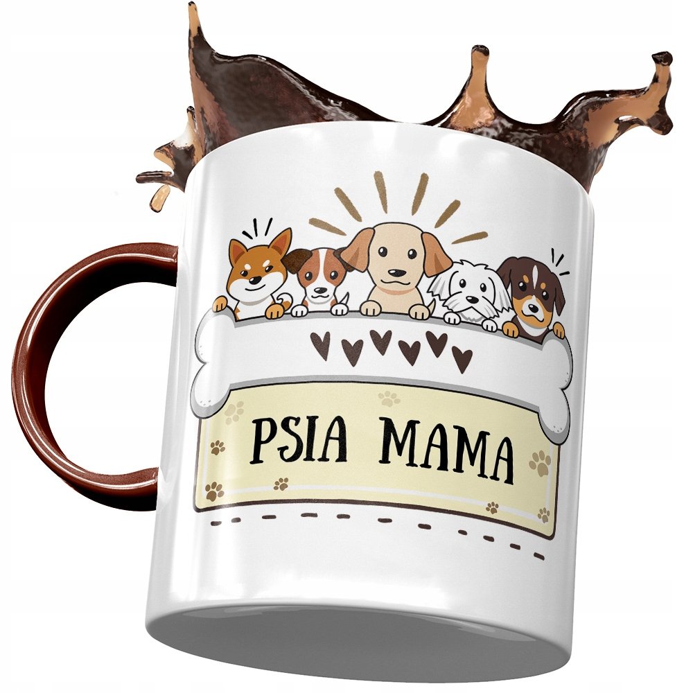 Kubek Bordowy z Pieskiem Psem Słodki na Prezent z Nadrukiem ze Zdjęciem + Opakowanie na prezent (wzór 03)