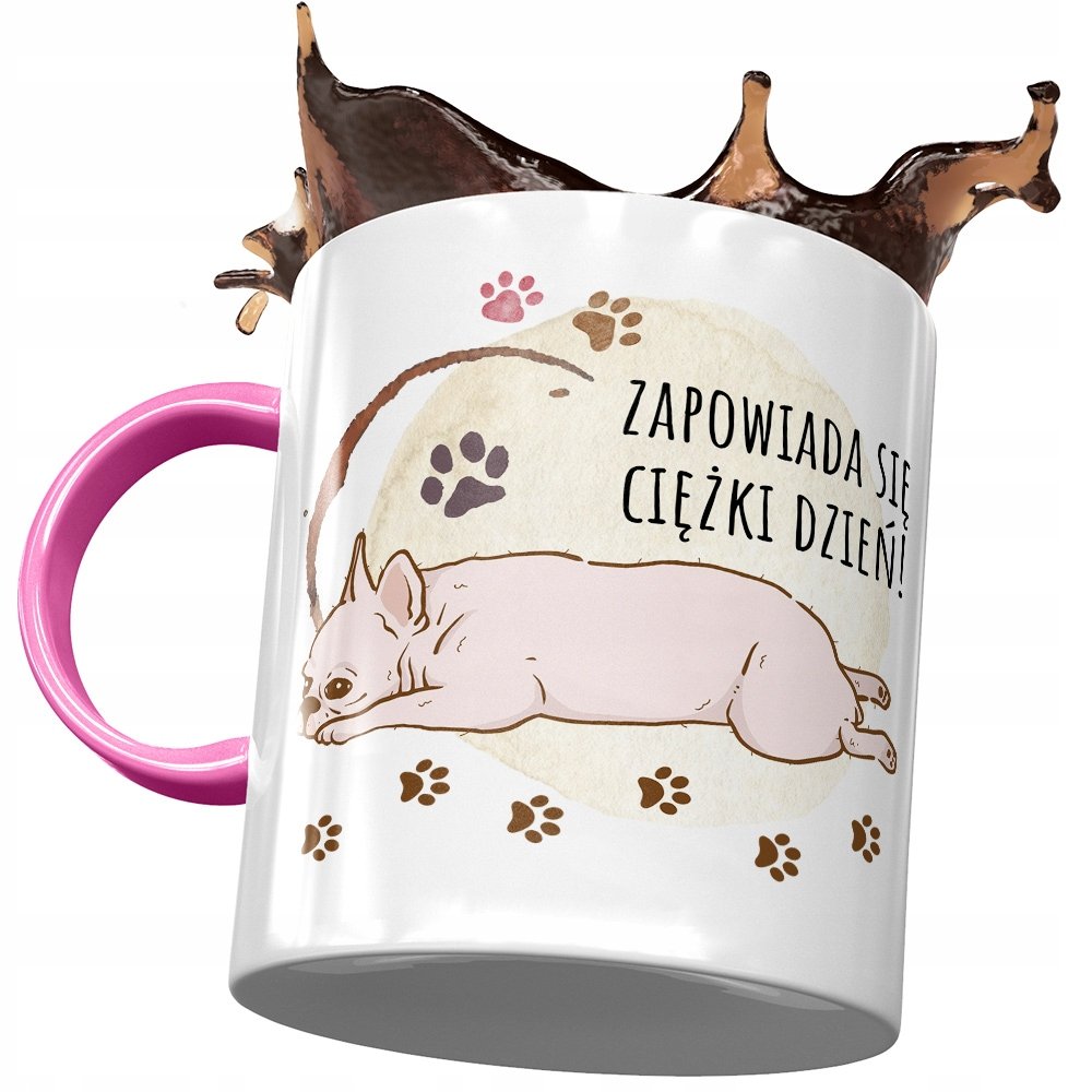 Kubek Różowy z Pieskiem Psem Słodki na Prezent z Nadrukiem ze Zdjęciem + Opakowanie na prezent (wzór 03)