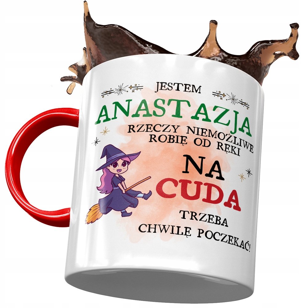 Kubek Czerwony Dla Anastazji Przyjaciółki Prezent z Nadrukiem ze Zdjęciem + Opakowanie na prezent (wzór 04)