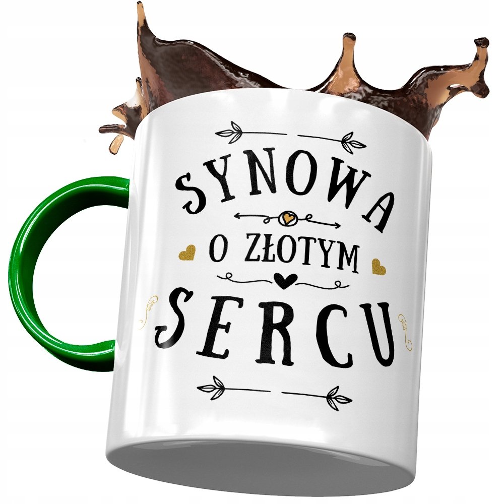 Kubek Zielony Dla Synowej Żony Syna Prezent z Nadrukiem ze Zdjęciem + Opakowanie na prezent (wzór 03)
