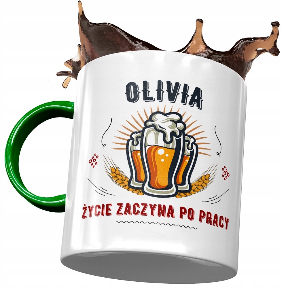 Kubek Zielony Dla Olivii Koleżanki Żony Prezent z Nadrukiem ze Zdjęciem + Opakowanie na prezent (wzór 03)