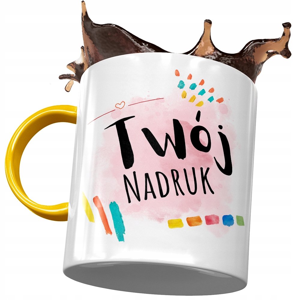 Kubek Żółty Dla Witolda Kolegi Męża na Prezent z Nadrukiem ze Zdjęciem + Opakowanie na prezent (wzór 04)